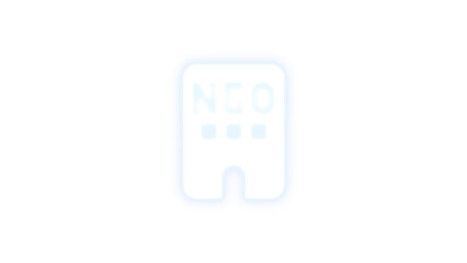 Building ngo icon glowing neon on transparent background
