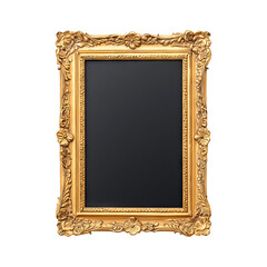 Elegant Gold Frame Isolated on Transparent Background for Design