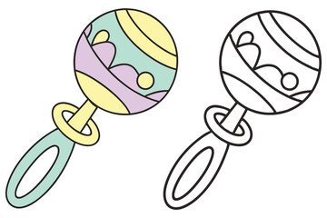 Two Rattles, One Colored and the Other Black and White, Baby Toy