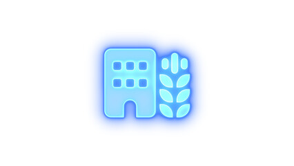 Building wheat icon glowing neon on transparent background