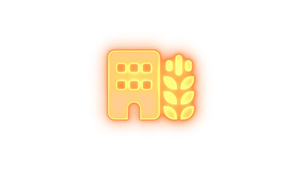 Building wheat icon glowing neon on transparent background