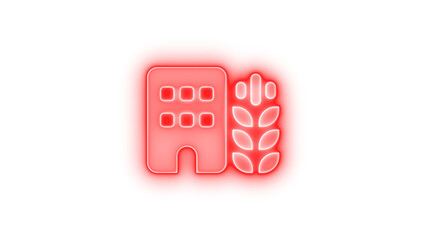Building wheat icon glowing neon on transparent background
