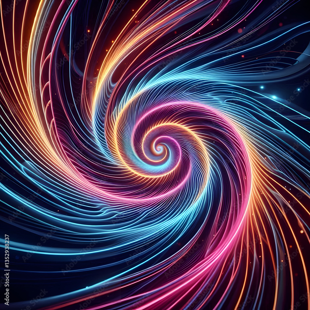 Poster a swirling vortex of neon lights in vibrant hues creates a mesmerizing abstract pattern with a sense