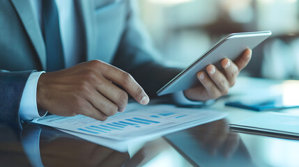 Naklejka premium business executive presenting data sophisticated office space