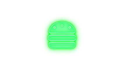 Fototapeta premium Burger icon glowing neon on transparent background