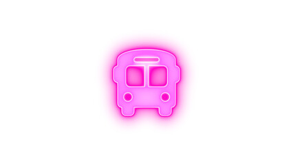 Bus icon glowing neon on transparent background