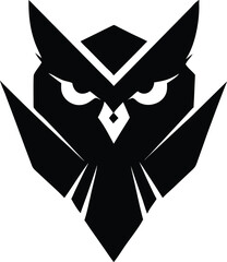 Symmetrical Owl Logo &ndash; Black and White Stylized Vector