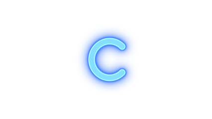 C icon glowing neon on transparent background