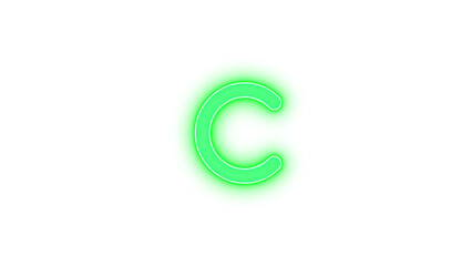 C icon glowing neon on transparent background
