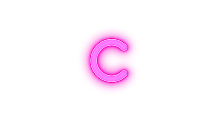 C icon glowing neon on transparent background