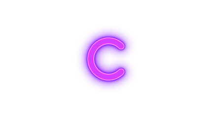 C icon glowing neon on transparent background