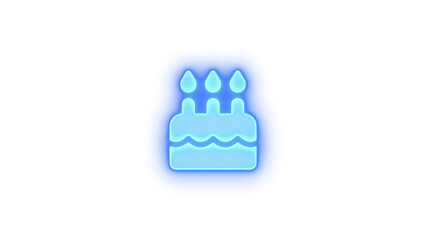 Cake candles icon glowing neon on transparent background