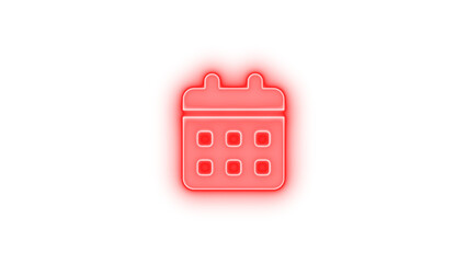 Calendar days icon glowing neon on transparent background