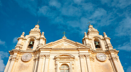 Obraz premium The Metropolitan Cathedral of Saint Paul, commonly known as St Paul's Cathedral or the Mdina Cathedral, is a Catholic cathedral in Mdina, Malta, dedicated to St. Paul the Apostle.
