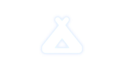 Campground icon glowing neon on transparent background