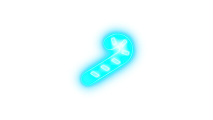 Candy cane icon glowing neon on transparent background