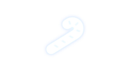 Candy cane icon glowing neon on transparent background