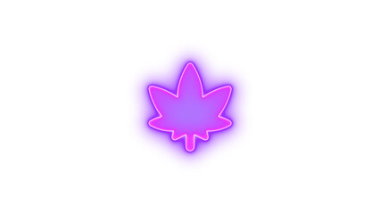 Cannabis icon glowing neon on transparent background