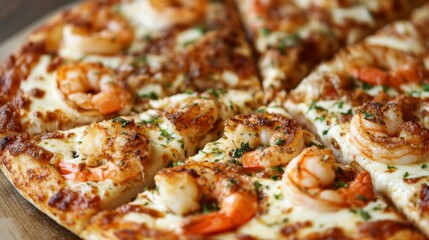 Close Up Of Delicious Shrimp Pizza