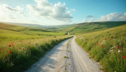 Serene Countryside Road: A Picturesque Summer Drive