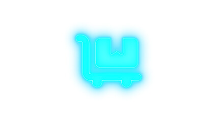 Fototapeta premium Cart flatbed icon glowing neon on transparent background