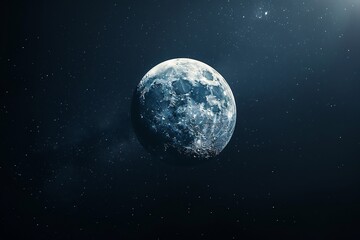 moon and Earth graphic in minimal composition, space and time symbolism for Earth