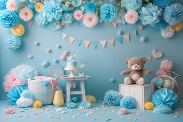Bright Baby Blue Paper Photo Backdrop with Soft Pastel Hues for Inviting and Airy Designs