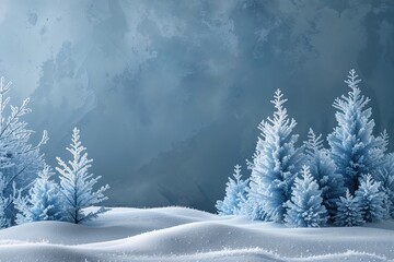Fototapeta premium Delicate Frost Blue Wintertime Canvas Background for Serene and Minimalist Spaces
