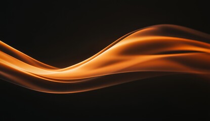 Abstract orange smoke waves against black background