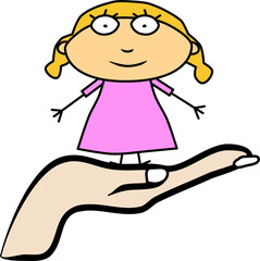 Care, guardianship, custody. People who need help. Cartoon vector illustration. Background modern new