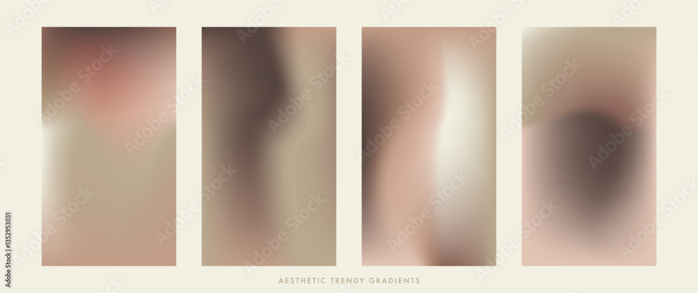 Aufkleber a set of 4 aesthetic brown gradient background. mocha and cream gradient bg. soft abstract vector il