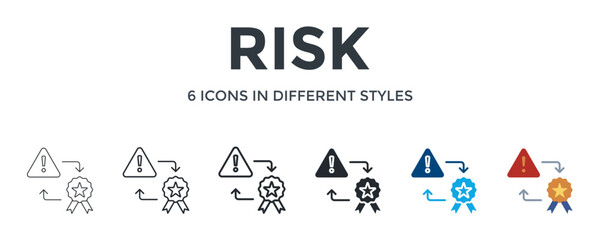 Risk  Icon In Different Style Vector Illustration. Designed In Thin Line, Regular Line, Bold Line, Glyph, Color Fill, And Flat Style Can Be Used For Web