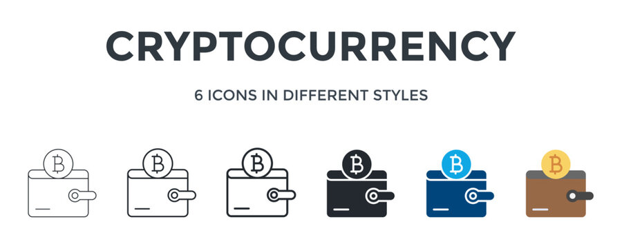 Cryptocurrency  Icon In Different Style Vector Illustration. Designed In Thin Line, Regular Line, Bold Line, Glyph, Color Fill, And Flat Style Can Be Used For Web