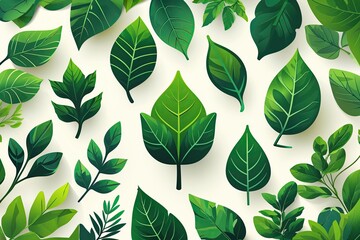 Fototapeta premium Green Leaf Icons Collection Vector Design for Organic Symbols