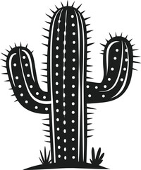 Desert Cactus Silhouette - Black Vector Illustration