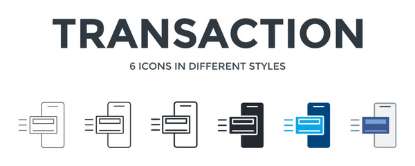 Transaction  Icon In Different Style Vector Illustration. Designed In Thin Line, Regular Line, Bold Line, Glyph, Color Fill, And Flat Style Can Be Used For Web