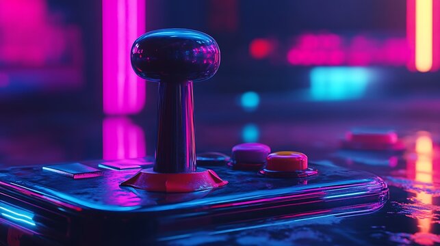 Close up view of a retro arcade game controller design