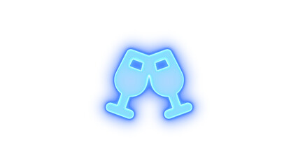  Champagne glasses icon glowing neon on transparent background