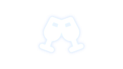  Champagne glasses icon glowing neon on transparent background