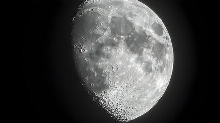 Naklejka premium Gibbous moon, night sky, celestial body, crater detail, space exploration