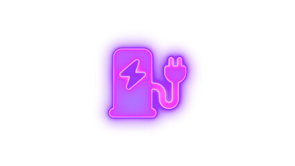 Charging station icon glowing neon on transparent background