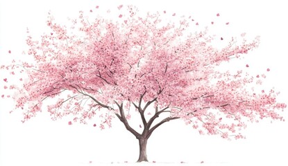 Blooming Pink Cherry Blossom Tree