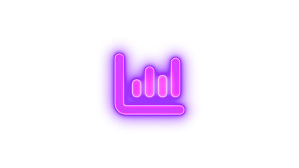Chart column icon glowing neon on transparent background