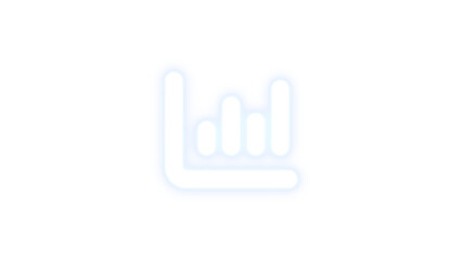 Chart column icon glowing neon on transparent background
