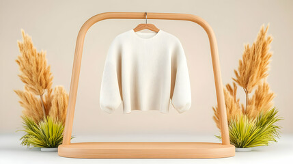 Cozy Sweater Display, Beige Background