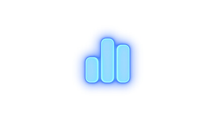 Chart simple icon blue color glowing neon on transparent background
