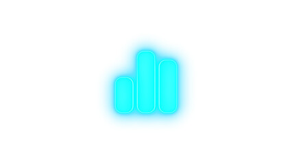 Chart simple icon cyan color glowing neon on transparent background