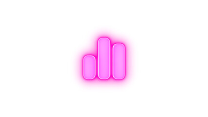 Chart simple icon pink color glowing neon on transparent background