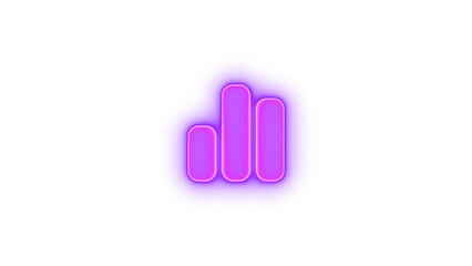 Chart simple icon purple color glowing neon on transparent background