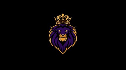 Obraz premium Lion face logo with a crown representing royalty and power